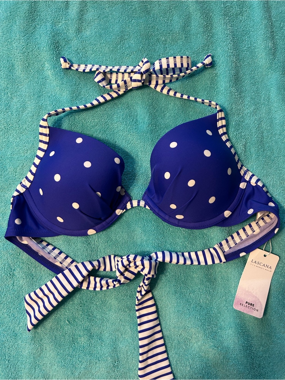 Lascana Blue Polka Dot Halter Bikini Top